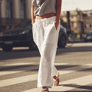 ZARA white linen cargo pants